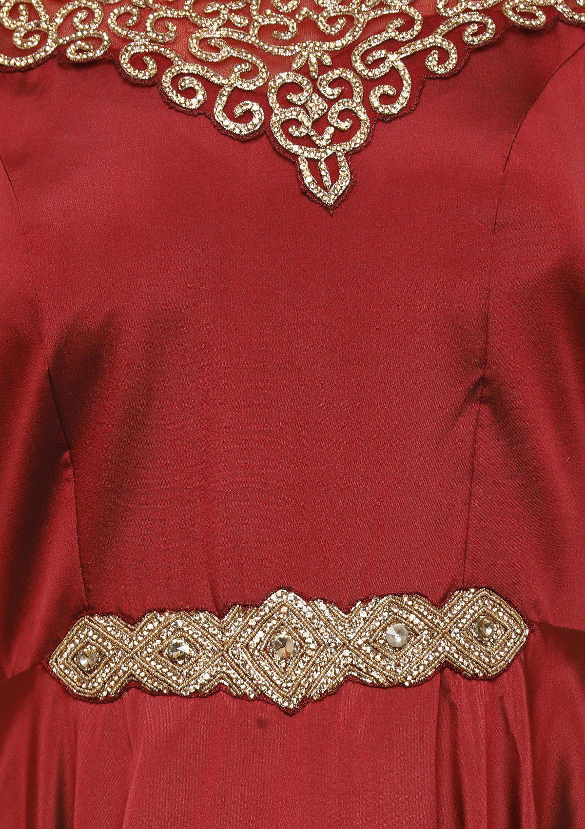 Maroon Embellished Silk Designer Gown-Koskii