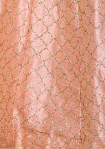Pink Thread Work Velvet Designer Lehenga-Koskii