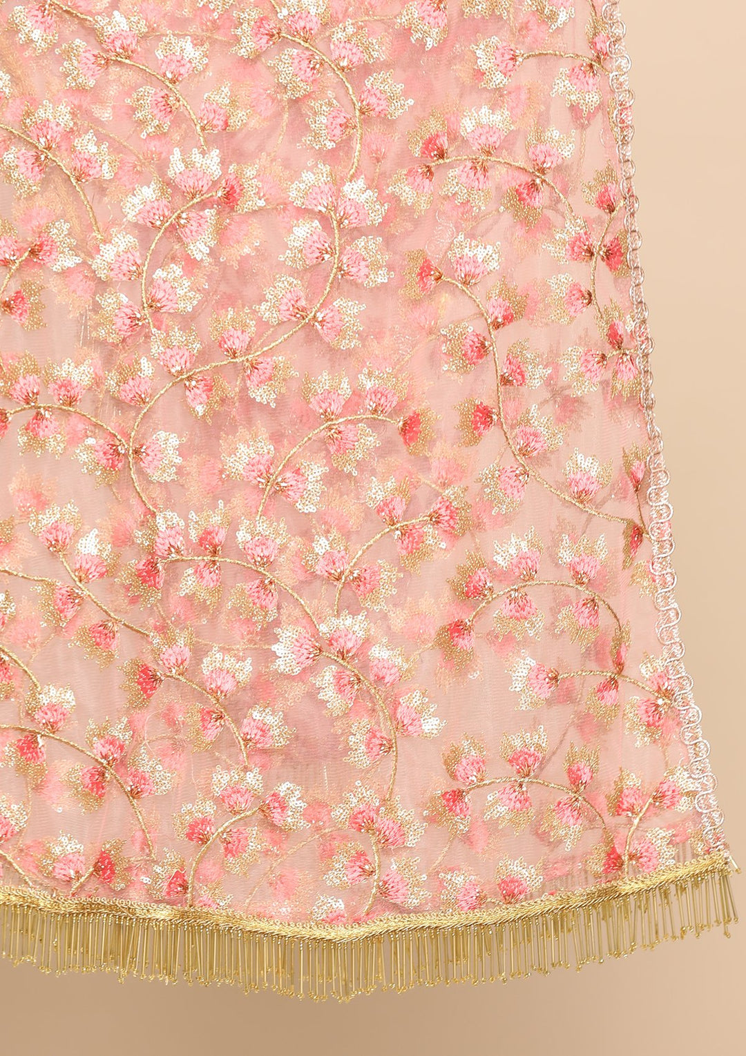 Pink Zari Work Net Designer Lehenga-Koskii