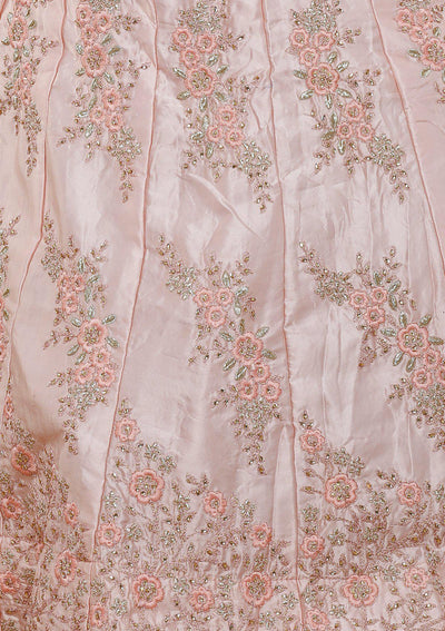 Pink Embellished Taffeta Silk Designer Lehenga-Koskii