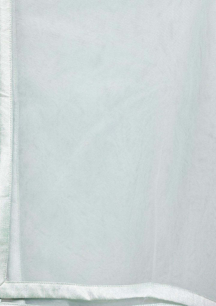 Sea Green Embellished Silk Designer Lehenga-Koskii