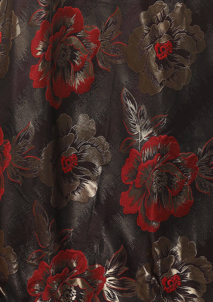 Cherry Red Cutdana Brocade Designer Lehenga-Koskii