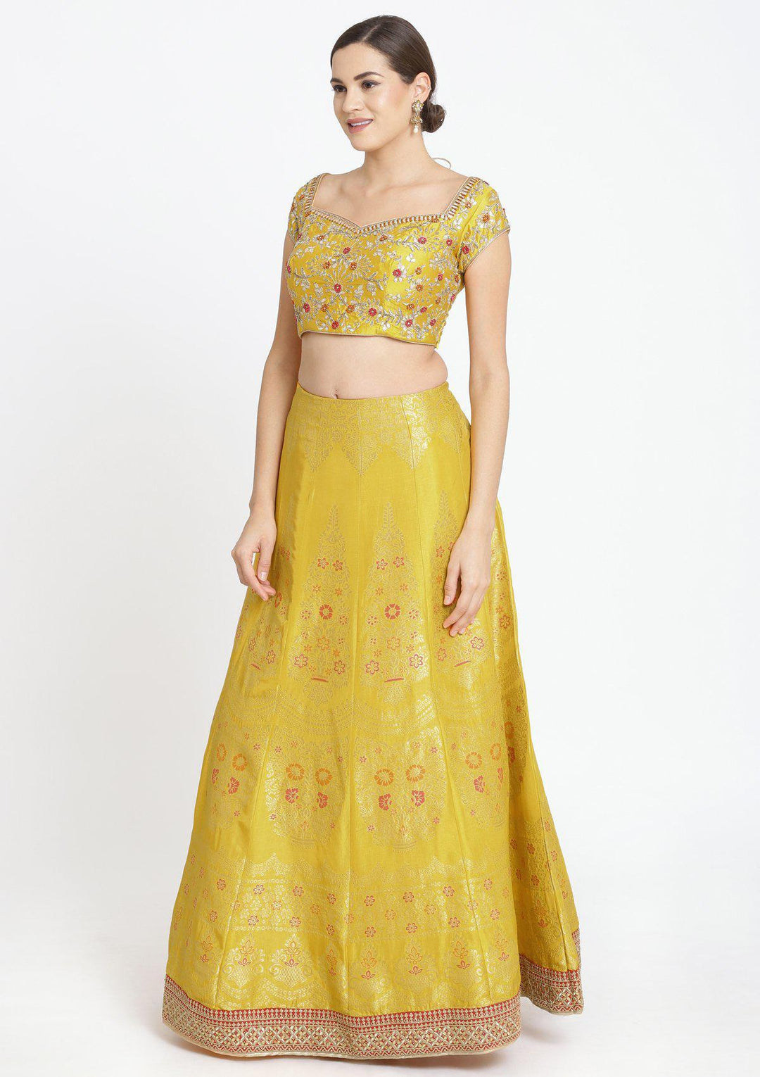 Yellow Gotapatti Brocade Designer Lehenga-Koskii