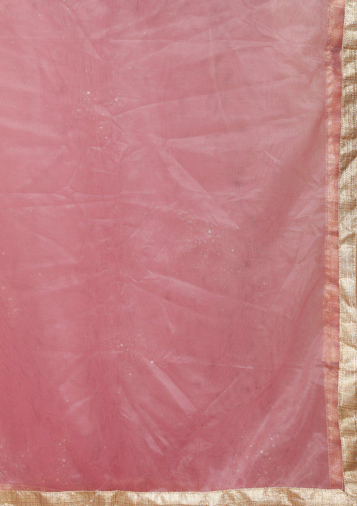 koskii dusty rose floral net gown-Koskii