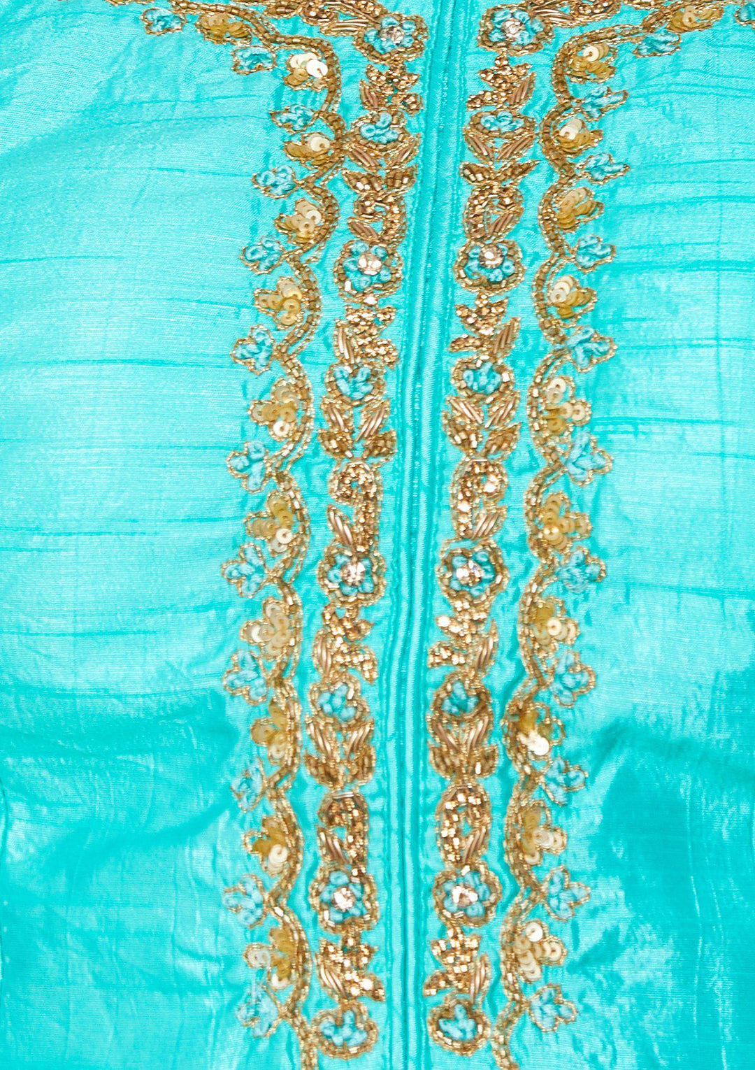 Cyan Sequinned Net Designer Lehenga-Koskii