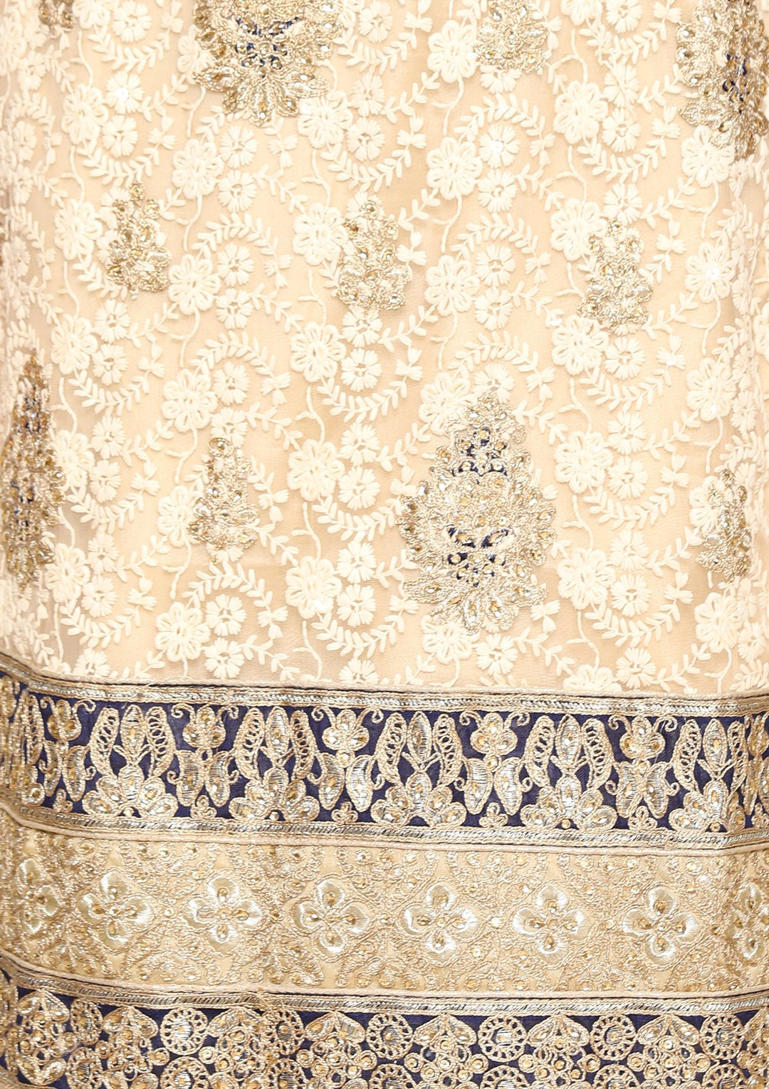 Beige and blue designer salwar suit-Koskii