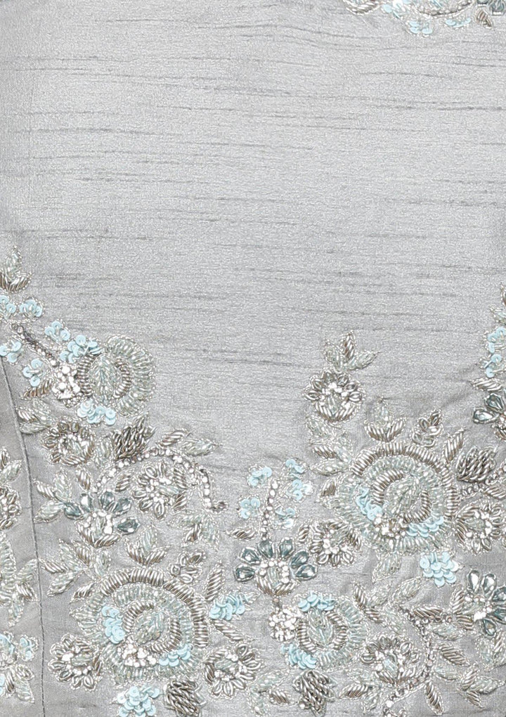 koskii pastel blue and grey bridal lehenga-Koskii