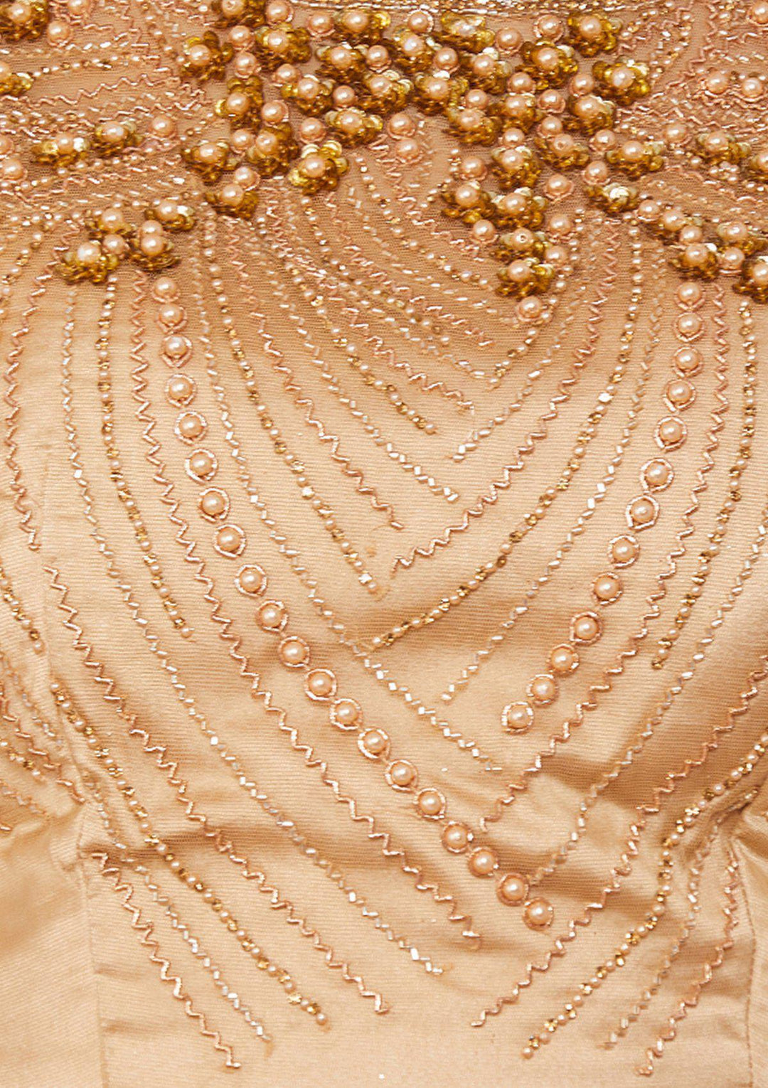Gold Pearl-Work Net Designer Lehenga-Koskii