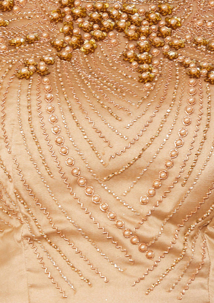 Gold Pearl-Work Net Designer Lehenga-Koskii