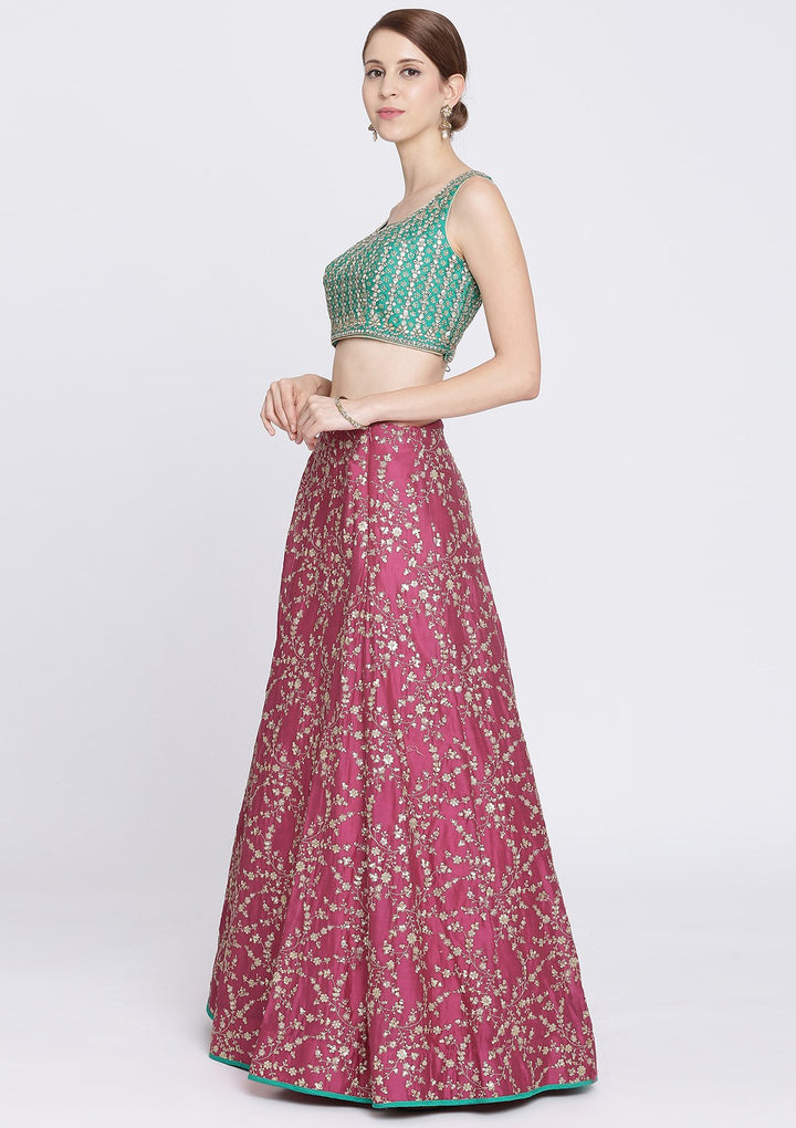 Rani Pink Sequins Net Designer Lehenga-Koskii
