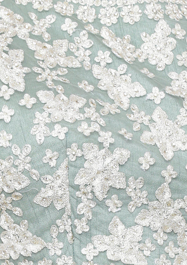 Teal Green Threadwork Net Designer Lehenga-Koskii