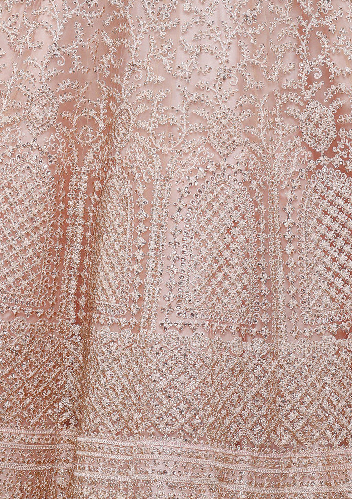 Pink Embellished Net Designer Lehenga-Koskii