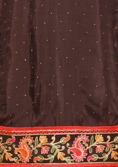 Brown Threadwork Designer Salwar Suit-Koskii