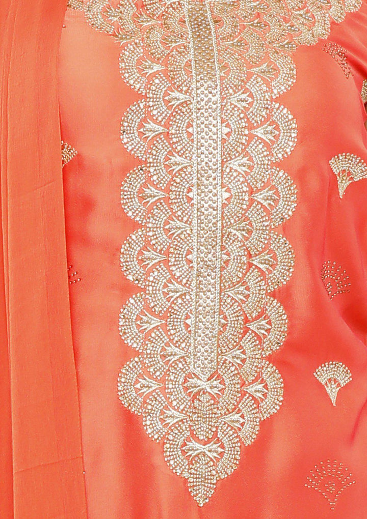 Orange Zari Work Designer Salwar Suit-Koskii