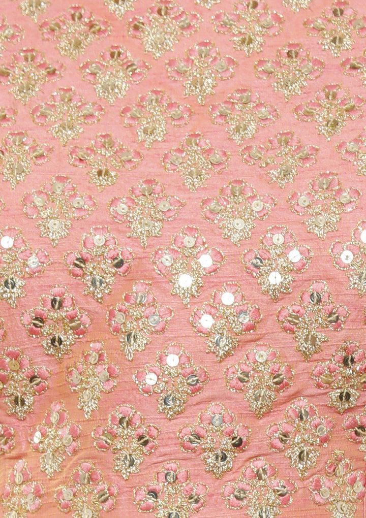 koskii peach raw silk bridal lehenga-Koskii