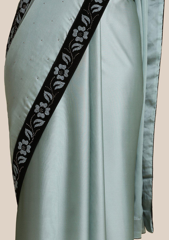 Sea Green Swarovski Georgette Designer Saree-Koskii