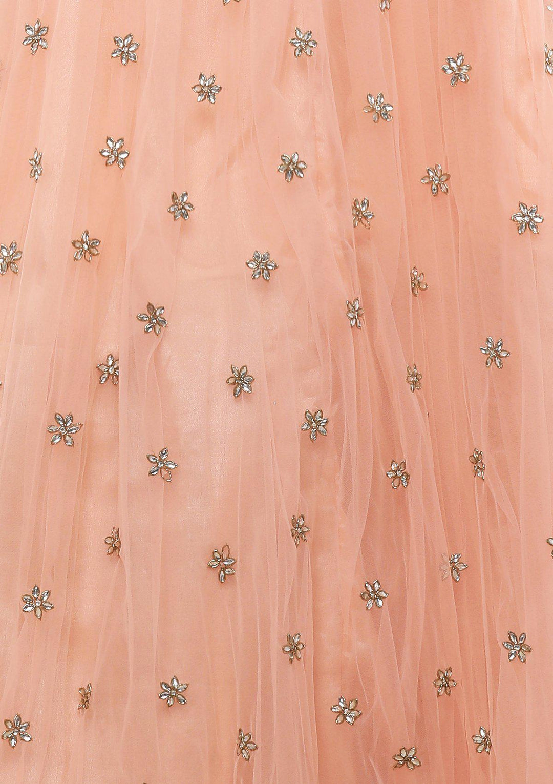 Peach Zardozi Work Silk Designer Lehenga-Koskii