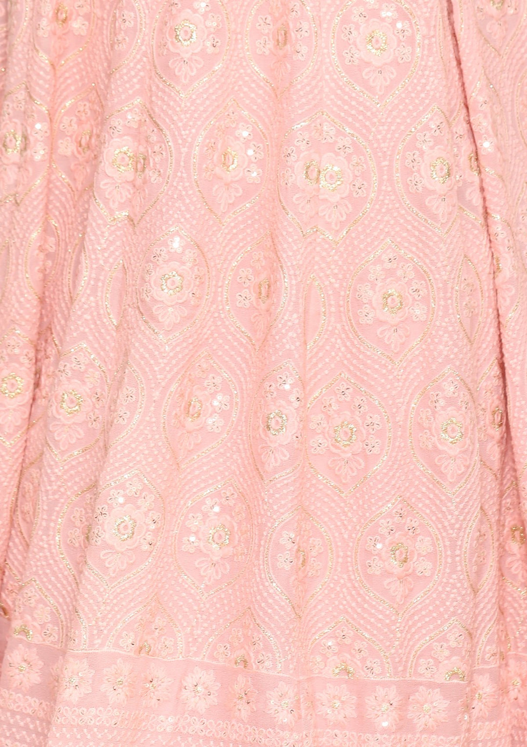 Baby Pink Zari Work Georgette Designer Gown-Koskii