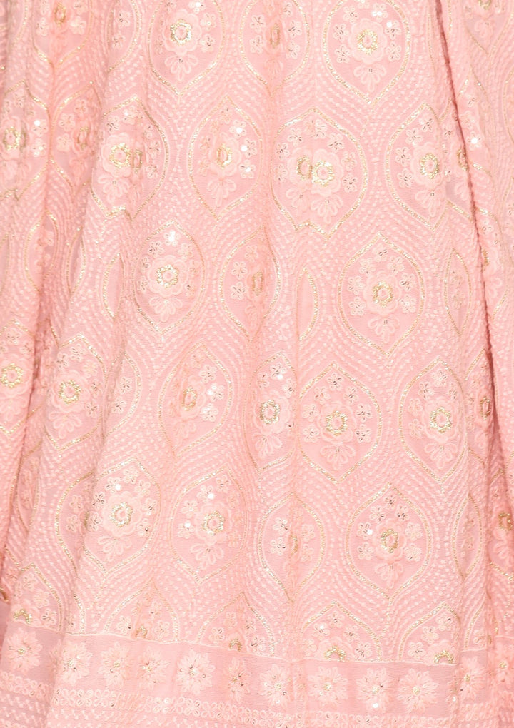 Baby Pink Zari Work Georgette Designer Gown-Koskii