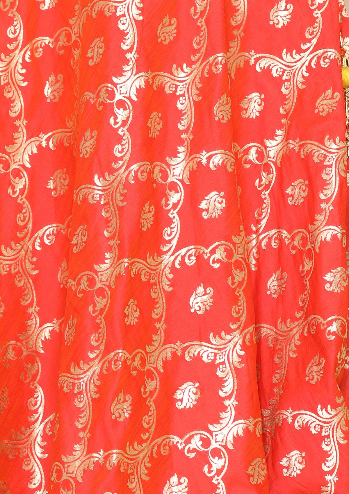 Orange Mirror Work Silk Designer Lehenga-Koskii