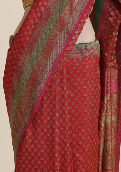 Red Zariwork Banarasi Designer Saree-Koskii