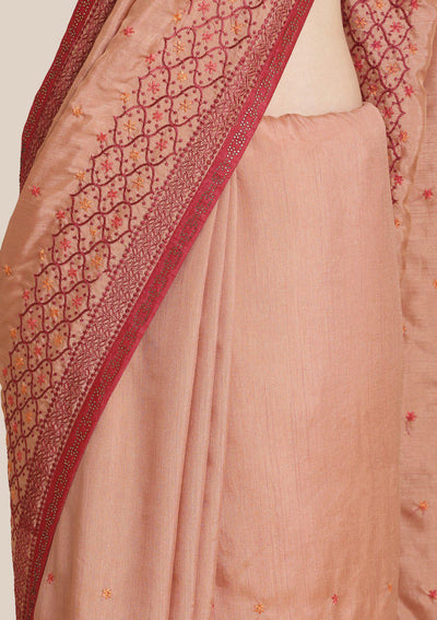 Gold Threadwork Chanderi Designer Saree-Koskii