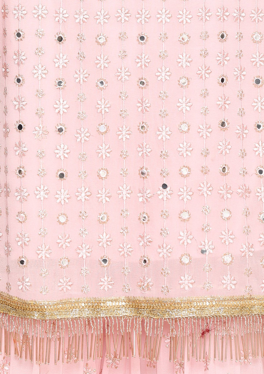 Baby Pink Mirror Work Designer Salwar Suit-Koskii
