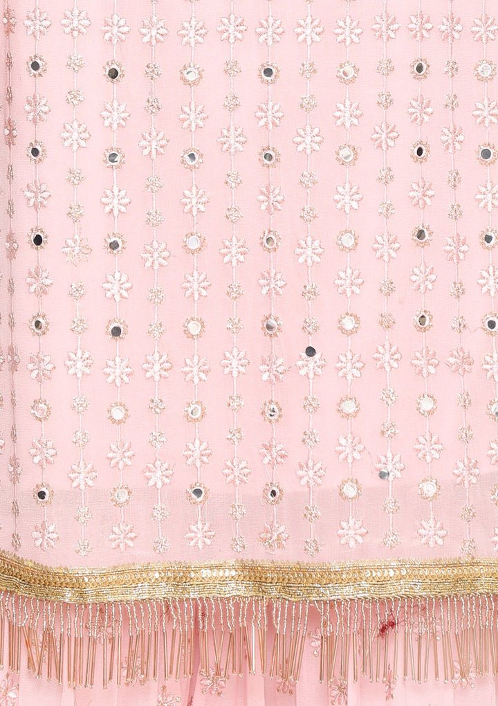 Baby Pink Mirror Work Designer Salwar Suit-Koskii
