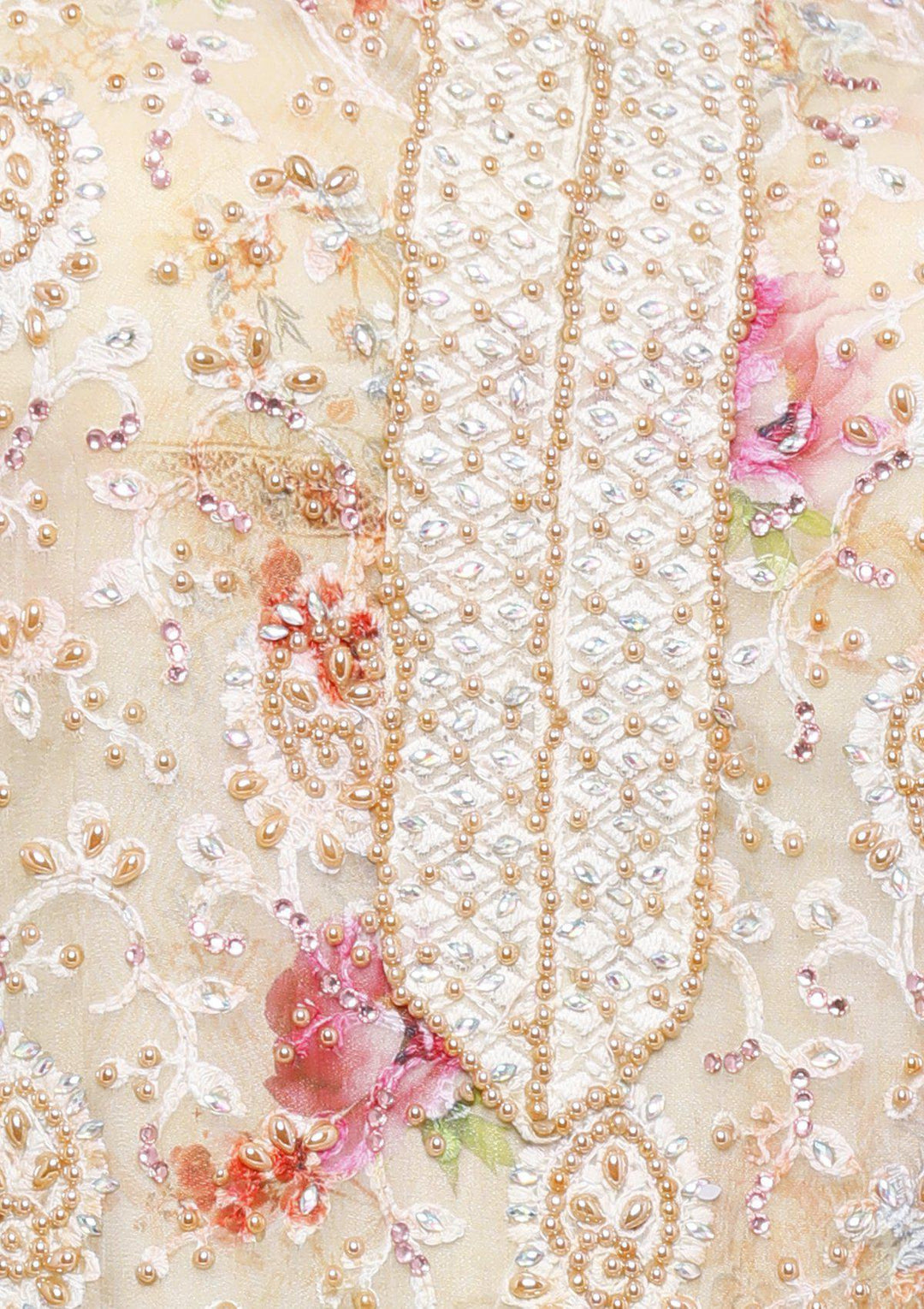Cream and Pink Georgette Designer Salwar Suit-Koskii