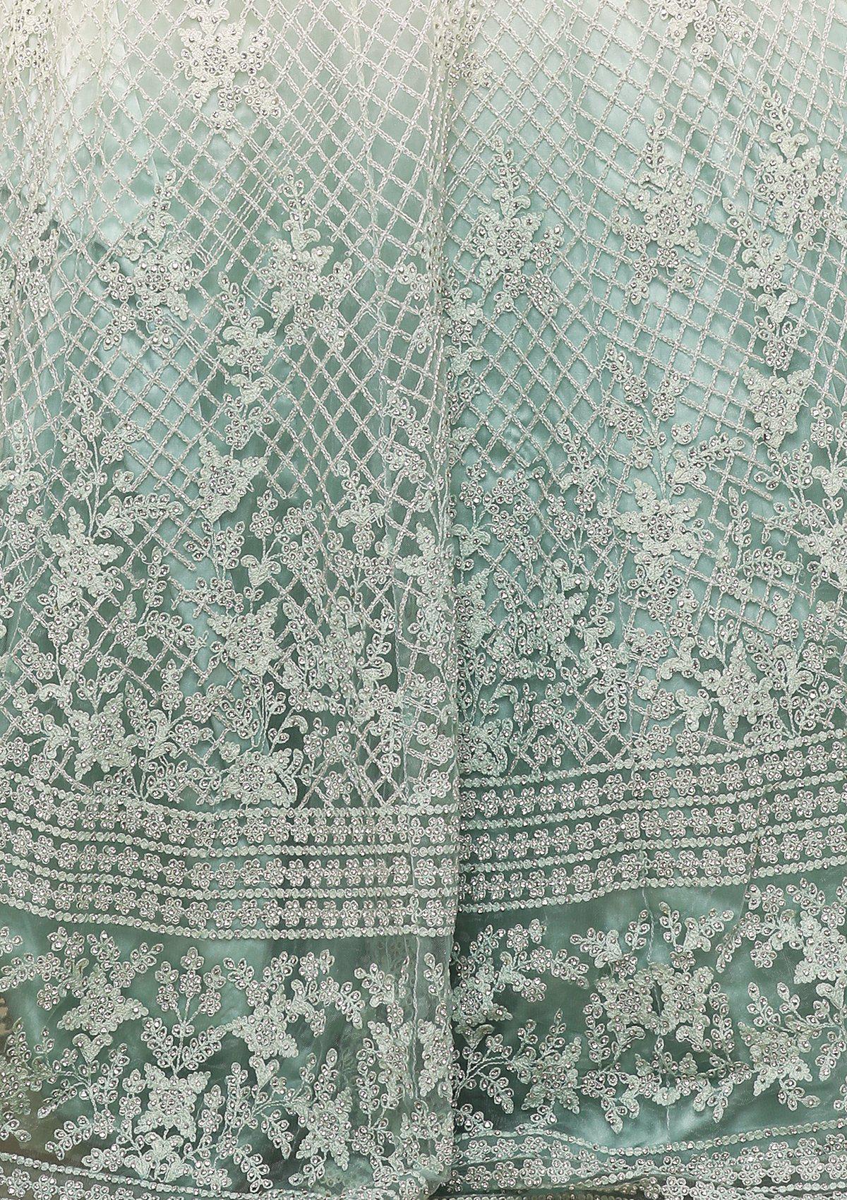 Green Ombre Thread Work Designer Gown-Koskii