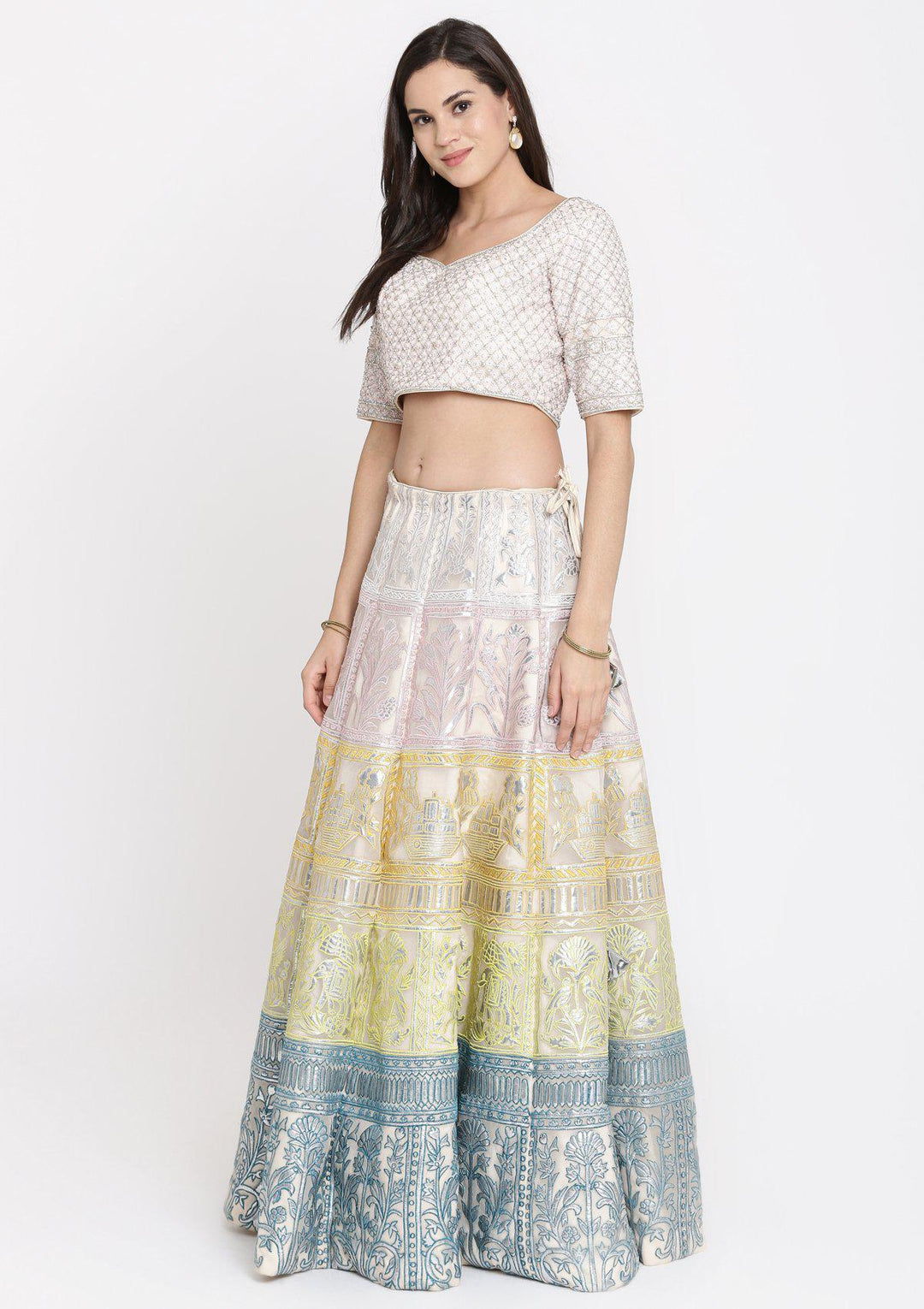 Pastel Tone Gotapatti Net Designer Lehega-Koskii