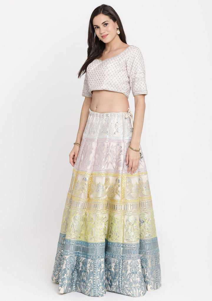 Pastel Tone Gotapatti Net Designer Lehega-Koskii