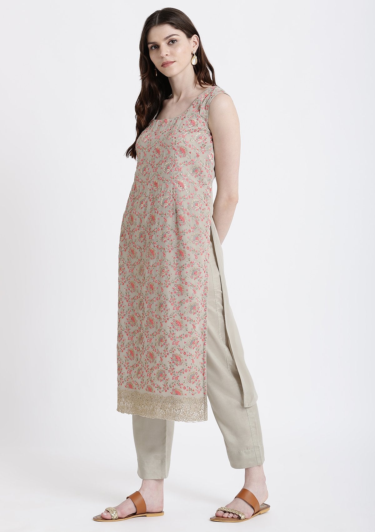 Pista Green Zariwork Georgette Designer Salwar Suit-Koskii