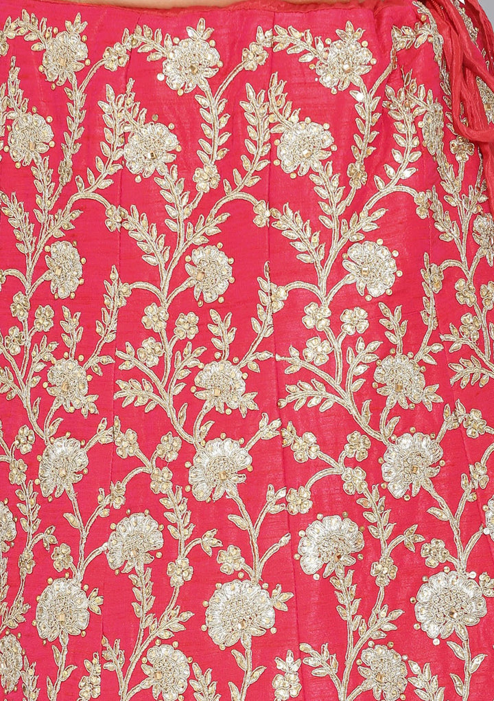 Rani Pink Zariwork Rawsilk Designer Lehenga-Koskii