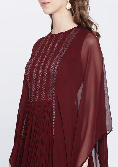 Maroon Cutdana Georgette Designer Gown-Koskii