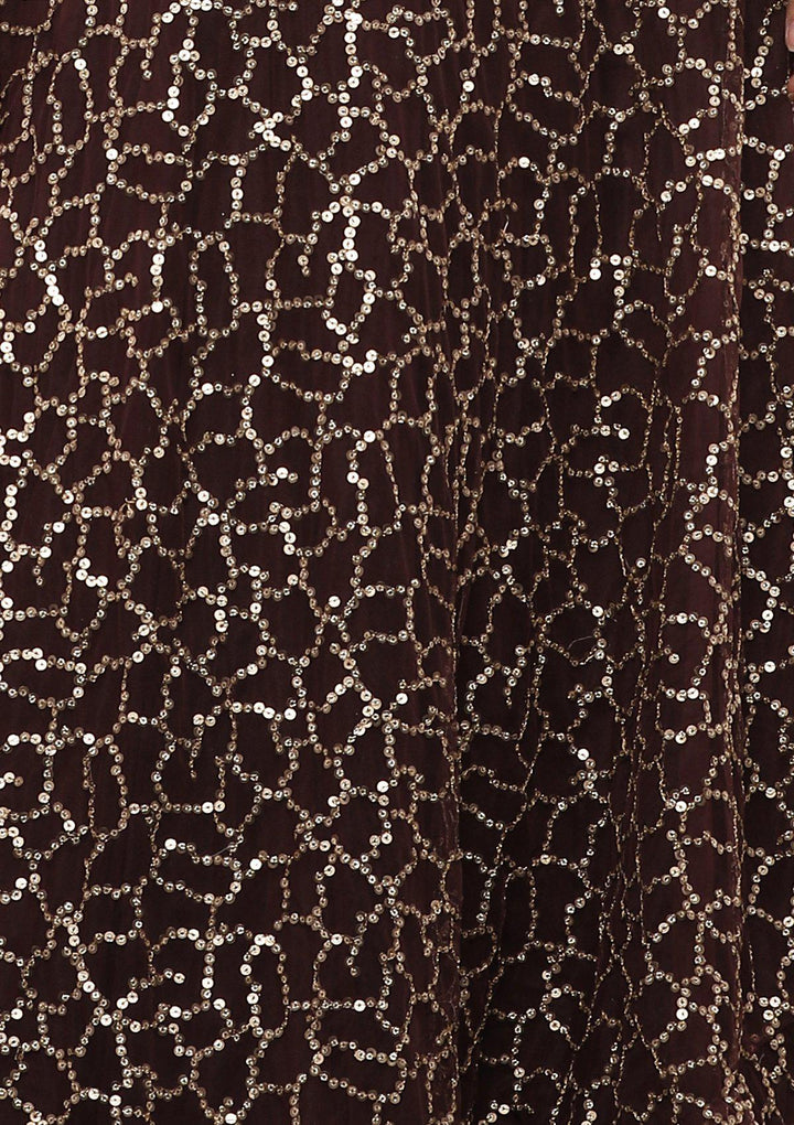 Wine Cutdana Raw Silk Designer Lehenga-Koskii