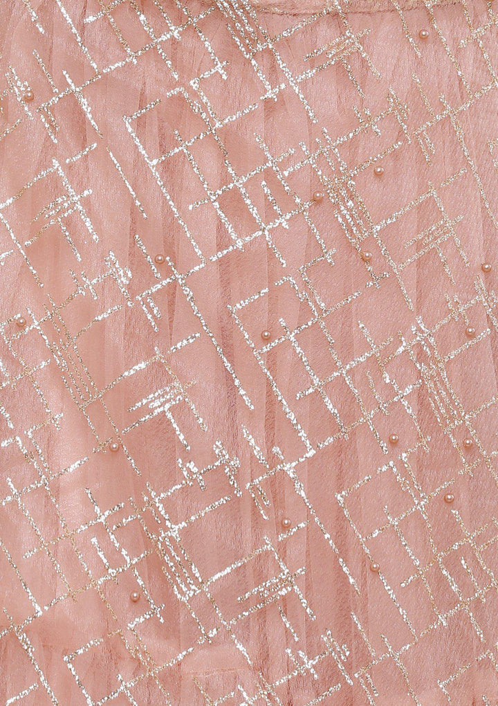 Pink Pearlwork Net Designer Lehenga-Koskii