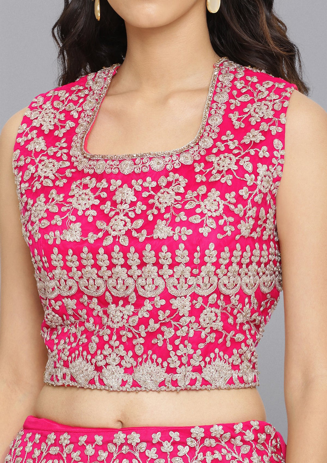 Rani Pink Zariwork Net Designer Lehenga-Koskii