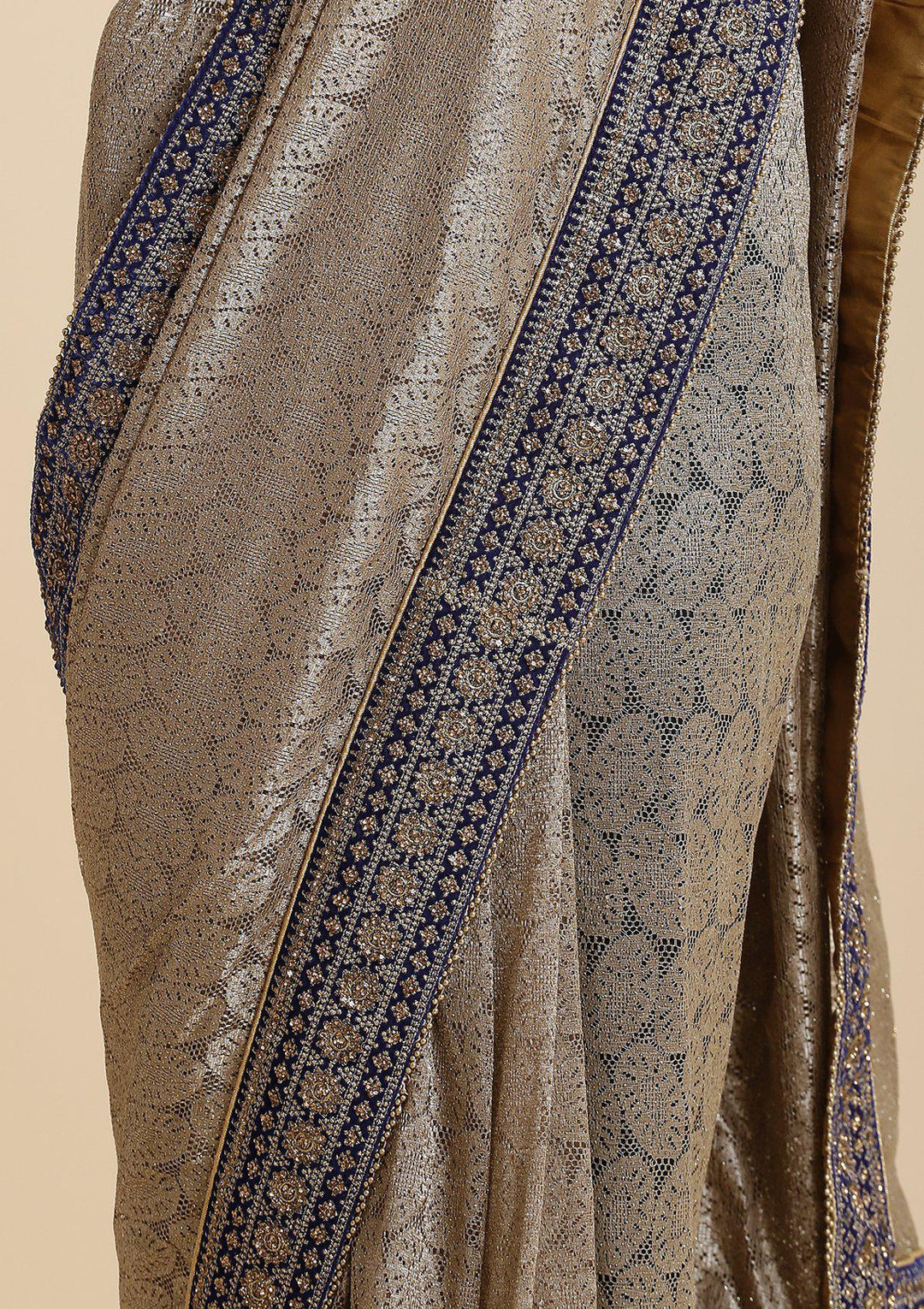 Gold Zariwork Net Designer Saree-Koskii