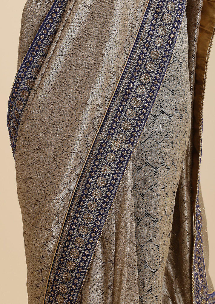 Gold Zariwork Net Designer Saree-Koskii