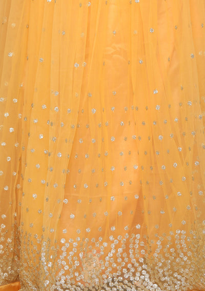 Yellow Zardozi Work Silk Designer Lehenga-Koskii