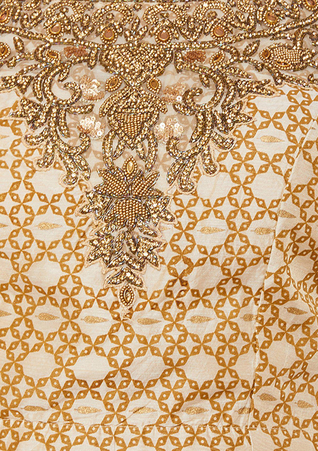 Blue and Cream Brocade Designer Lehenga-Koskii