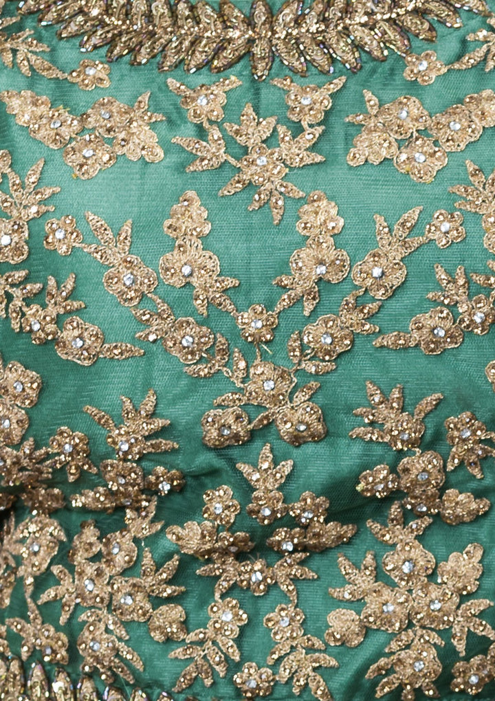 Green Cutdana Net Designer Lehenga-Koskii