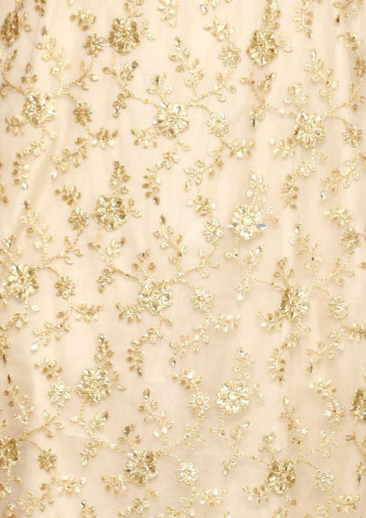 gold zari work designer salwar suit-Koskii