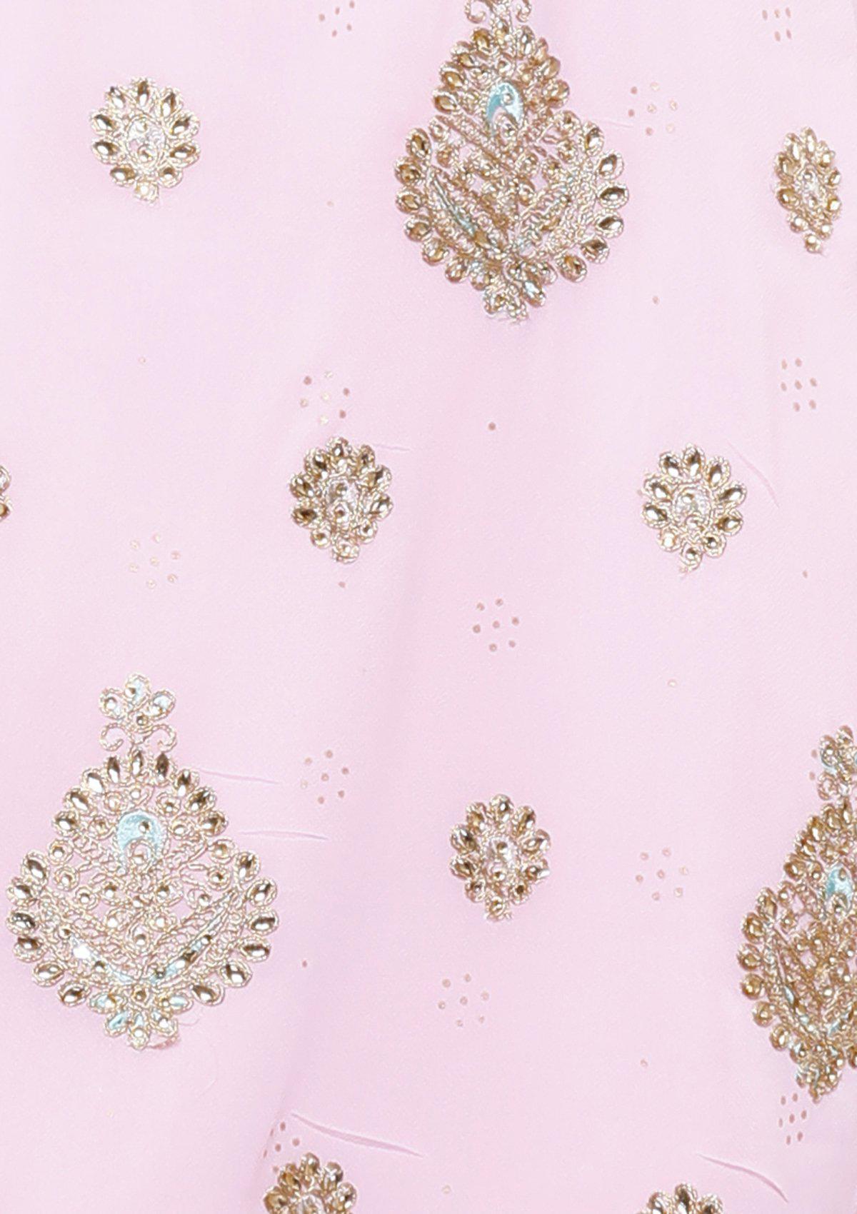 Pink and Blue Embellished Designer Salwar Suit-Koskii