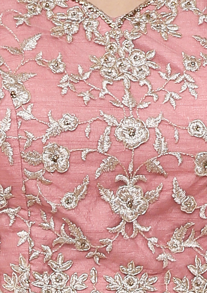 Pink Zari Work Silk Designer Lehenga-Koskii