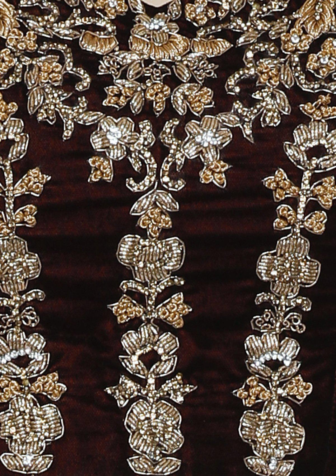 Maroon and Pink Embellished Velvet Designer Lehenga-Koskii