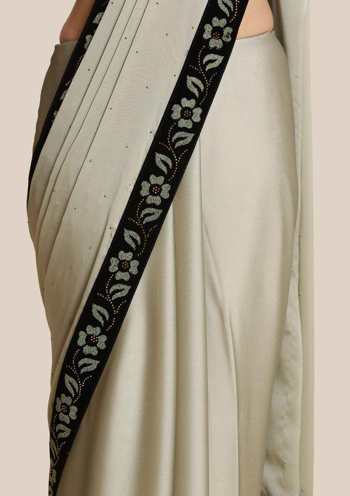 Pista Green Swarovski Georgette Designer Saree-Koskii