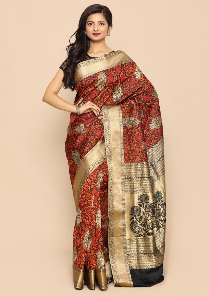Black and Gold Handmade Saree-Koskii