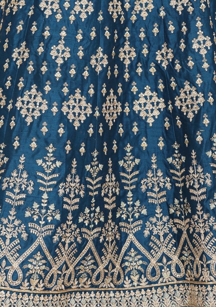 Blue zari work designer lehenga-Koskii